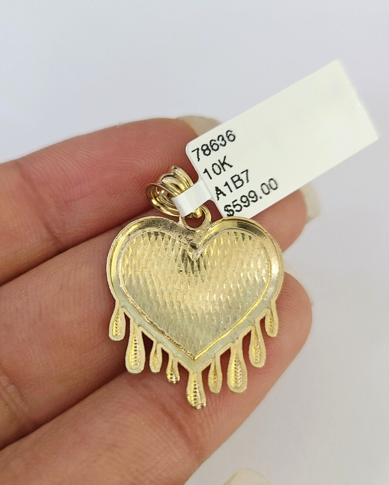 10k Solid Rope Chain 2mm Dripping Heart Pendant Charm Necklace SET 16-22" Ladies